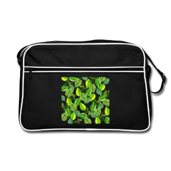 Green leaf collage - Retro Bag - black/white - Front