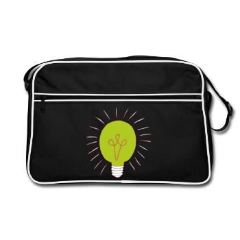 Neon green light bulb - Retro Bag - black/white - Front