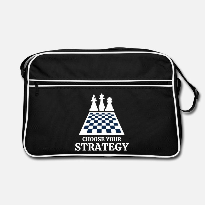 échecs, joueur d échecs, échec et mat - Sac Retro - noir/blanc