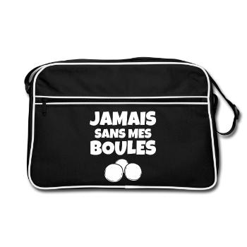 pétanque, bouliste, terrain de pétanque - Sac Retro - noir/blanc - Devant