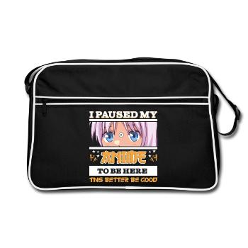 J’ai mis mon anime en pause pour être ici - Funny Manga anime - Sac Retro - noir/blanc - Devant