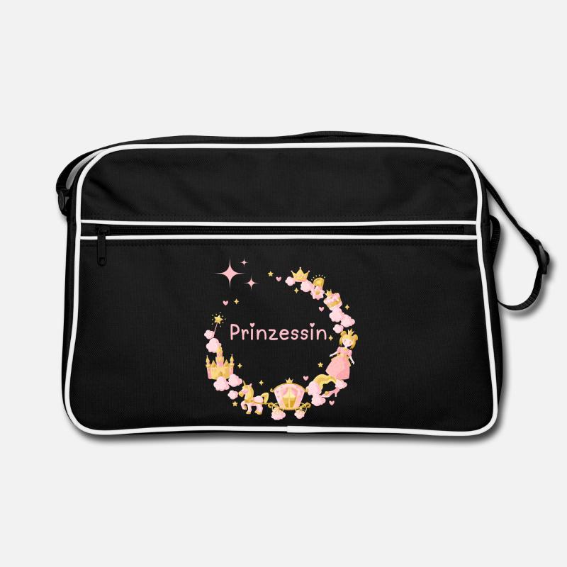 Prinzessin - Die hübsche Prinzessin mit Krone Pink Retro Tasche