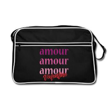 t-shirt amour Valentine's Day 14 february love love - Retro Bag - black/white - Front