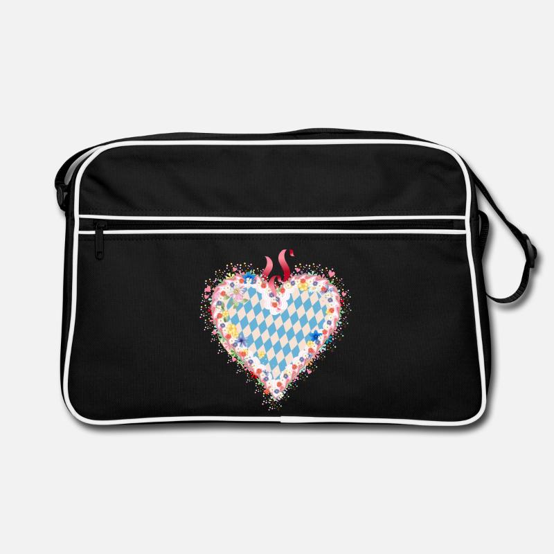 Gingerbread heart shape in blue and white Bavarian style Retro Bag