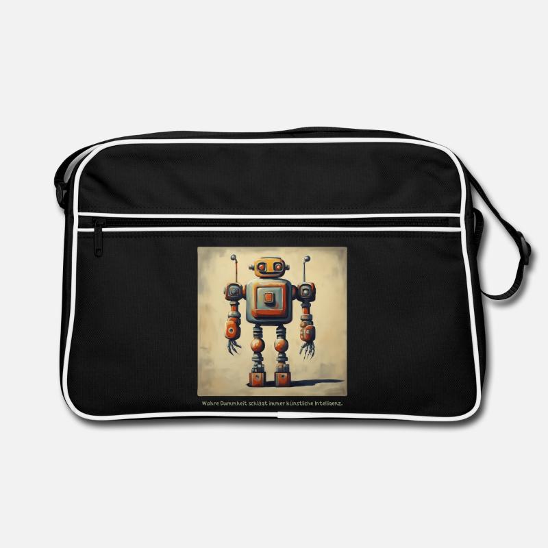 spruch statement roboter intelligenz retro nerd lo Retro Tasche