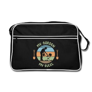 dictons drôles jardinier jardin amour logo rétro - Sac Retro - noir/blanc - Devant