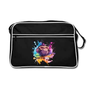 Music is the monkey pun - Retro Bag - black/white - Front