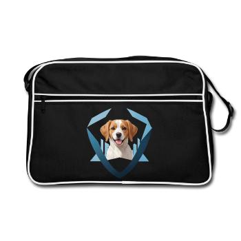Chiot souriant encadré géométriquement - Sac Retro - noir/blanc - Devant