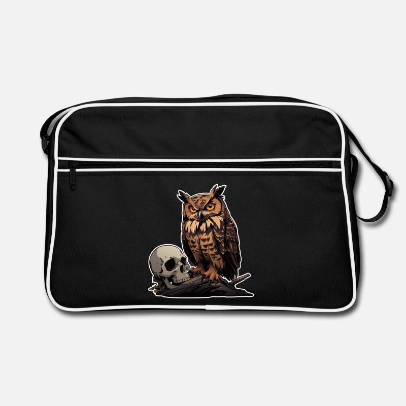 Mystic Owl Sitting on a Skull Retro Bag