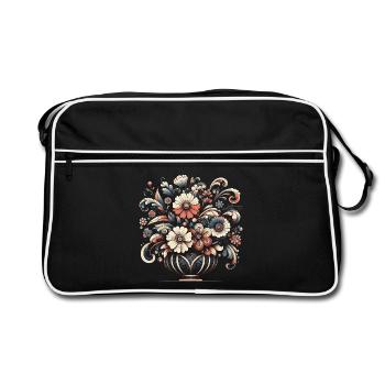Bouquet floral élégant avec des détails complexes - Sac Retro - noir/blanc - Devant