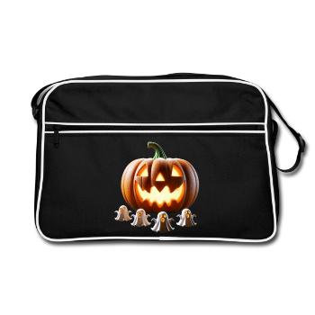 Halloween Pumpkin Ghosts - Retro Bag - black/white - Front