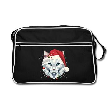 Christmas cat as Santa in modern style - Retro Bag - black/white - Front