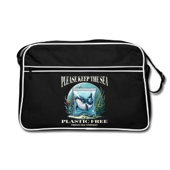 Whales and plastic - Retro Bag - black/white - Front