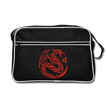 Red Celtic Dragon - Retro Bag - black/white - Front