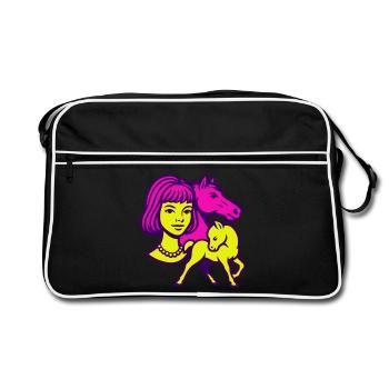 Horse Girl Pop Art - Retro Bag - black/white - Front