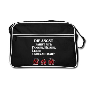 Die Angst fährt mit - Retro Tasche - Schwarz/Weiß - Vorne