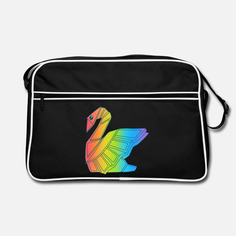 Regenbogen-Schwan Retro Tasche
