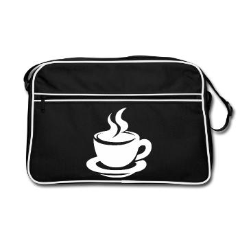 Coffee cup with steam minimalist design - Retro Bag - black/white - Front