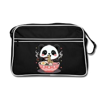 Ramen Mignons Kawaii Panda - Sac Retro - noir/blanc - Devant