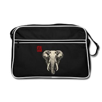 Éléphant asiatique - Sac Retro - noir/blanc - Devant