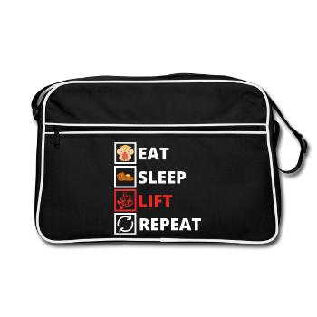 Eat Sleep Lift Repeat - Retro Bag - black/white - Front