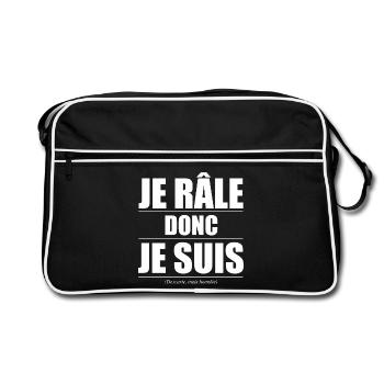 Je râle donc je suis – humour râleur râleuse - Sac Retro - noir/blanc - Devant
