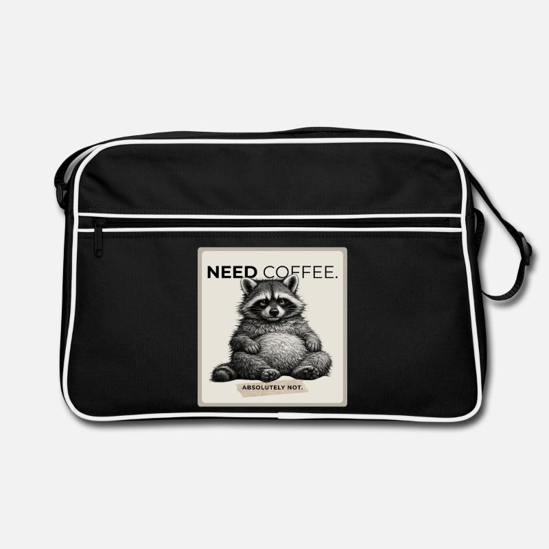 Need Coffee Lazy Raccoon Meme Retro Tasche