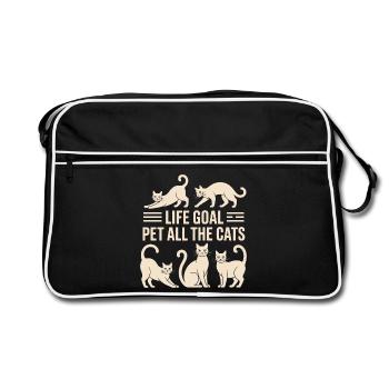 Objectif de vie Animal de compagnie Tous les chats Drôle rétro - Sac Retro - noir/blanc - Devant