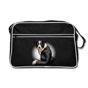 Border Collie Collie Owner Collie Lover - Retro Bag - black/white - Front