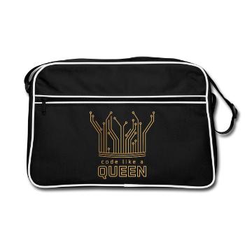 Code Like a Queen - Retro Tasche - Schwarz/Weiß - Vorne