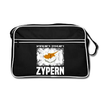 Zypern Koordinaten - Retro Tasche - Schwarz/Weiß - Vorne