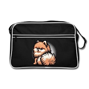 Pomeranian Pomeranian Pomeranian Spitz Dog Miniature Spitz Holder - Retro Bag - black/white - Front