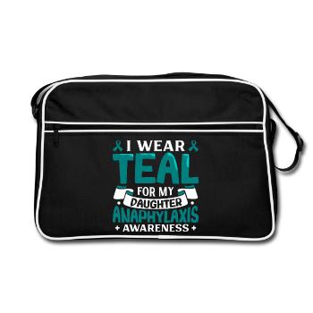Anaphylaxie Tochter - Ich trag Türkis - Retro Tasche - Schwarz/Weiß - Vorne