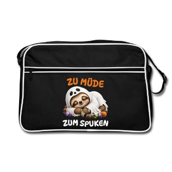 Zu Müde Zum Spuken – Faultier Geist Kinder - Retro Tasche - Schwarz/Weiß - Vorne