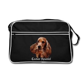 Cocker Épagneul, tête de chien, chien de race, - Sac Retro - noir/blanc - Devant