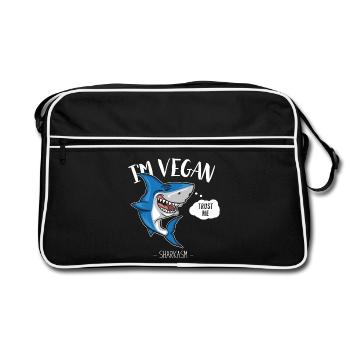 Requin végétarien - végétarien - humour / drôle - Sac Retro - noir/blanc - Devant