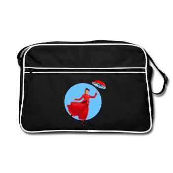 Dame rouge avec une torsade de parapluie - Sac Retro - noir/blanc - Devant