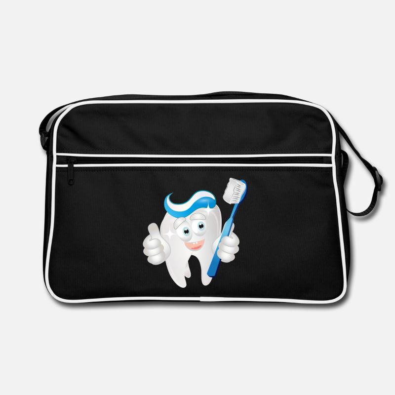 radiant white tooth with toothpaste as a comic Retro Bag