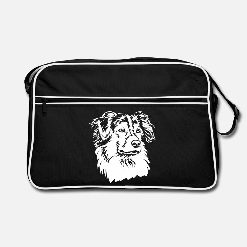 Australian Shepherd Kopf "Black Edition" Retro Tasche
