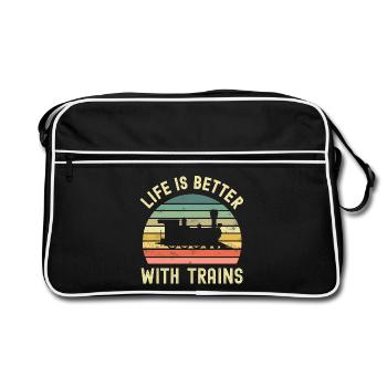 Eisenbahn Lokomotive Zug - Retro Tasche - Schwarz/Weiß - Vorne