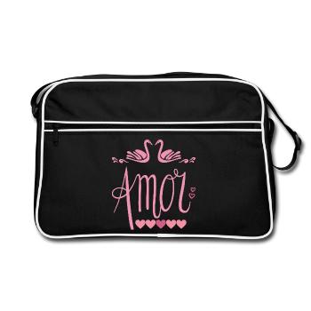 Amor - Valentines T-Shirt - Retro Tasche - Schwarz/Weiß - Vorne