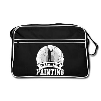 I'd rather paint - Retro Bag - black/white - Front
