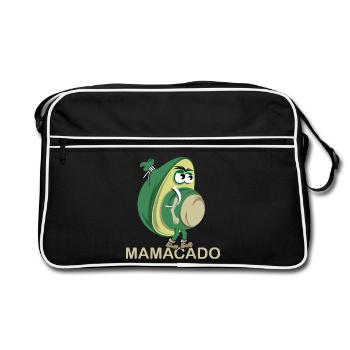 Mamacado avocado vegetable funny illustration icon - Retro Bag - black/white - Front