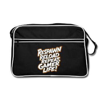 RÉAPPARAÎTRE, RECHARGER, RÉPÉTER. LA VIE DE GAMER - Sac Retro - noir/blanc - Devant