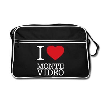 I LOVE MONTEVIDEO Uruguay - Retro Tasche - Schwarz/Weiß - Vorne