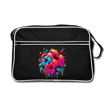 Fleurs d’hibiscus - Sac Retro - noir/blanc - Devant