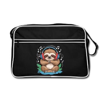 Paresseux de musique avec clé de casque - Sac Retro - noir/blanc - Devant