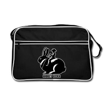 Rabbit Rider (text dark - with outline, 3-Color) - Retro Bag - black/white - Front