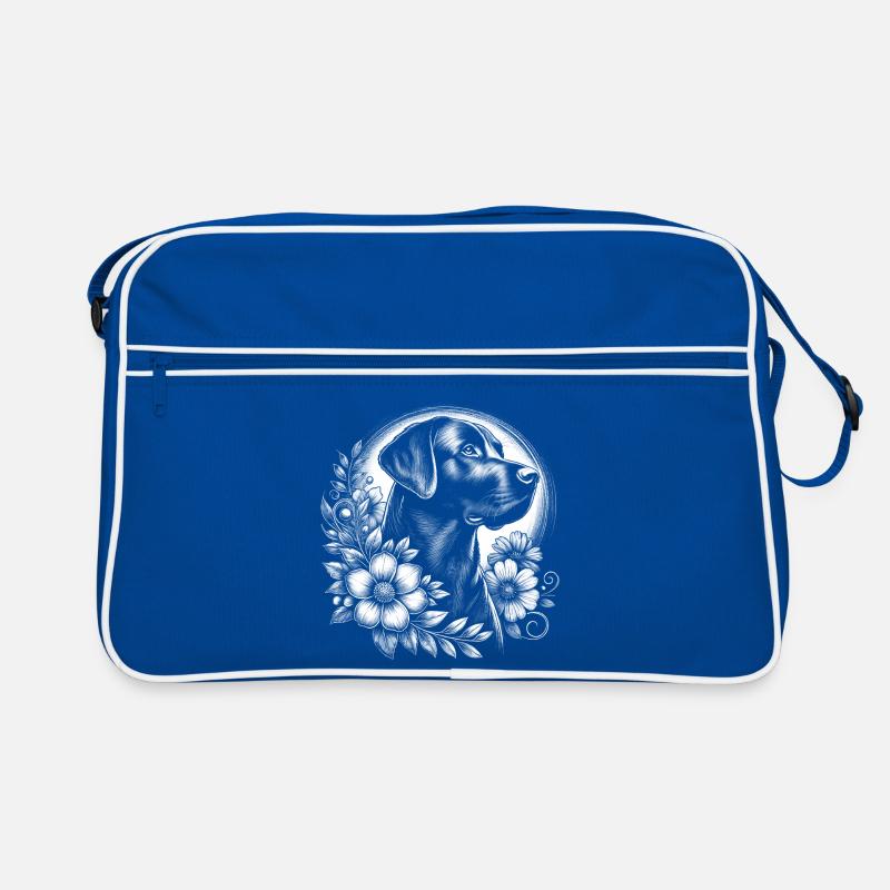Mignon Labrador avec des fleurs comme un dessin élégant Sac Retro