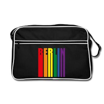 Berlin Rainbow Pride Gift - Retro Bag - black/white - Front